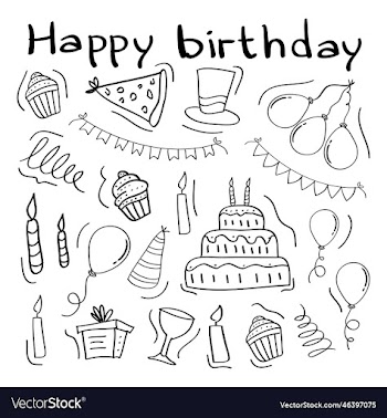 hand drawn birthday party set icon
