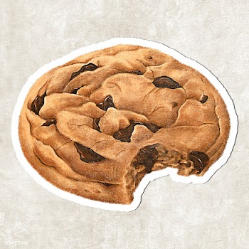 Hand drawn bitten chocolate chip cookie sticker with white border | Free  illustration - 2352939