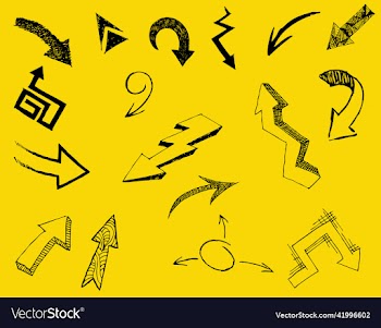 hand drawn black arrow on yellow background