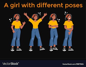 hand drawn black girl in different poses
