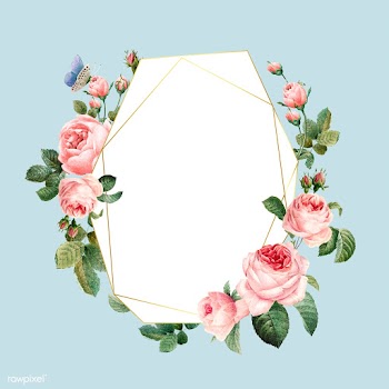 Hand drawn blank pink roses frame on blue bac.. | Free stock vector - 543300