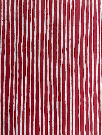 Hand-Drawn Block Print of Vertical Stripes in Crimson and White