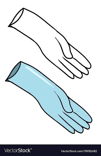 hand drawn blue medical glove