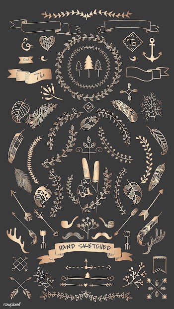 Hand drawn boho doodle element  vectors colle.. | Free stock vector - 599129