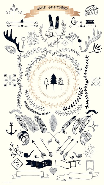 Hand drawn boho doodle element  vectors colle.. | Free stock vector - 599135