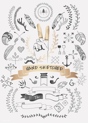 Hand drawn boho doodle element  vectors colle.. | Free stock vector - 599139
