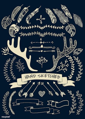 Hand drawn boho doodle element  vectors colle.. | Free stock vector - 599144