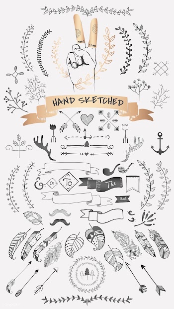 Hand drawn boho doodle element  vectors colle.. | Free stock vector - 599145