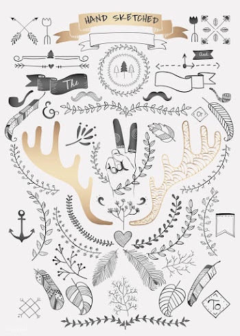 Hand drawn boho doodle element  vectors colle.. | Free stock vector - 599147