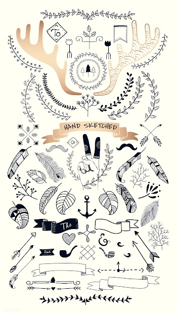 Hand drawn boho doodle element  vectors colle.. | Free stock vector - 599152