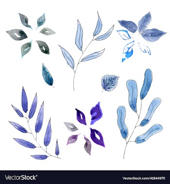 hand drawn branches and leaves watercolor