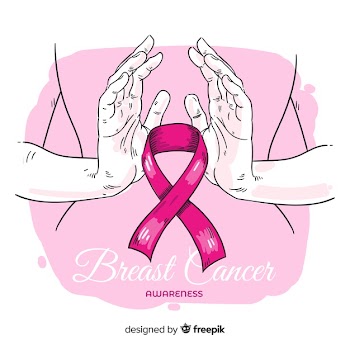 Hand drawn breast cancer awareness with ribbon Free Vector