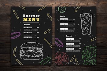 Hand drawn burger menu template Free Vector