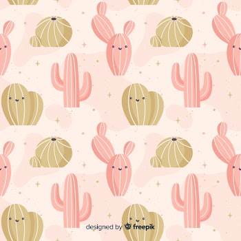 Hand drawn cactus pattern background