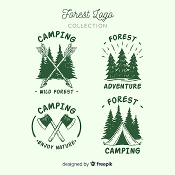 Hand drawn camping logo collection