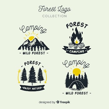 Hand drawn camping logo collection Free Vector