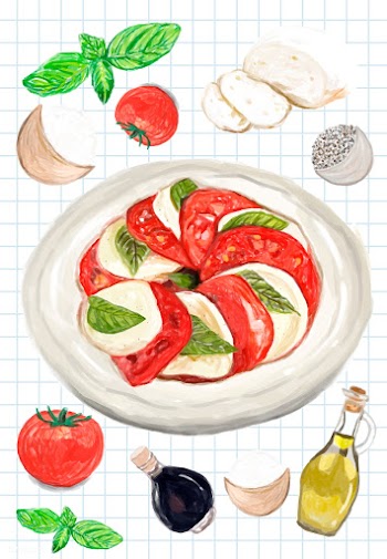 Hand drawn caprese salad watercolor style | Free stock vector - 393056
