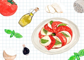 Hand drawn caprese salad watercolor style | Free stock vector - 393105