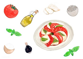 Hand drawn caprese salad watercolor style | Free stock vector - 393119