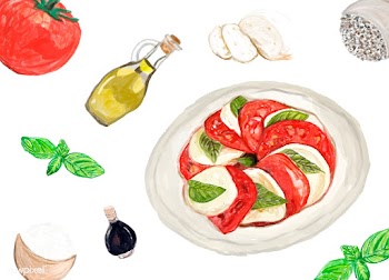 Hand drawn caprese salad watercolor style | Free stock vector - 393120