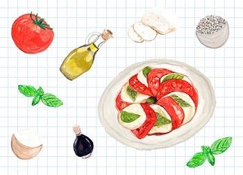 Hand drawn caprese salad watercolor style | Free stock vector - 393150