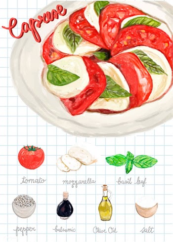 Hand drawn caprese salad watercolor style | Free stock vector - 393225