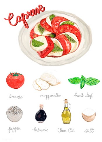 Hand drawn caprese salad watercolor style | Free stock vector - 393253
