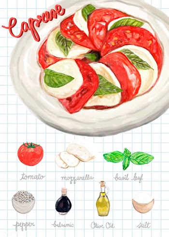 Hand drawn caprese salad watercolor style | Free stock vector - 393284