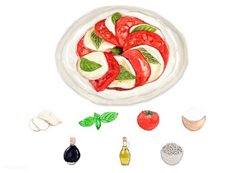 Hand drawn caprese salad watercolor style | Free stock vector - 393362