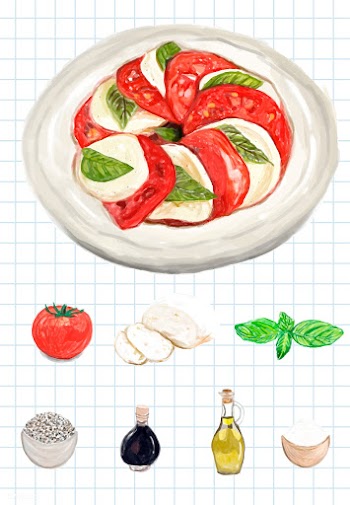 Hand drawn caprese salad watercolor style | Free stock vector - 393398