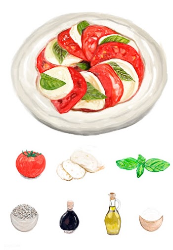 Hand drawn caprese salad watercolor style | Free stock vector - 393451