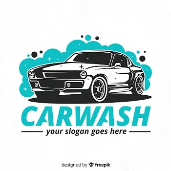 Hand drawn car wash logo background Free Vector