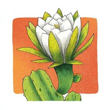 Hand-Drawn Cartoon Illustration of Sri Lankan Kadupul Flower Hand-Drawn Cartoon Illustration of Sri Lankan Kadupul Flower