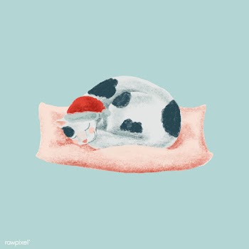 Hand drawn cat sleeping on Christmas night | Free stock vector - 488762