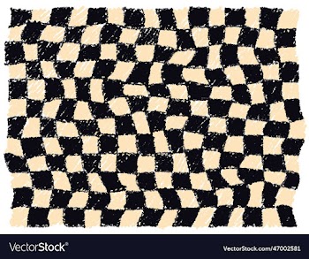 hand drawn checkered pattern black cream color