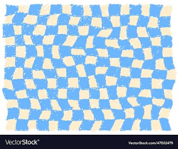 hand drawn checkered pattern blue cream color