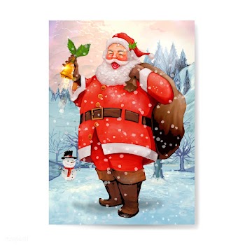 Hand drawn cheerful Santa Claus carrying a pr.. | Free stock vector - 520245