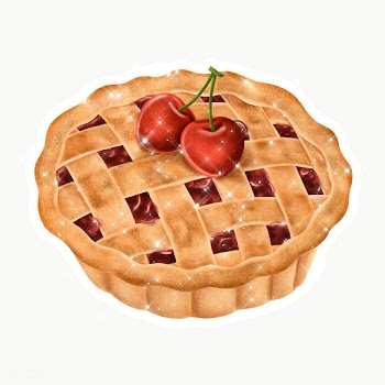 Hand drawn cherry pie sticker design element with white border | Free  transparent png - 2346198
