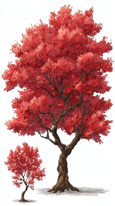 Hand-Drawn Cherry Tree Illustration Hand-Drawn Cherry Tree Illustration