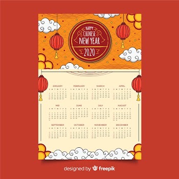 Hand drawn chinese new year calendar Free Vector