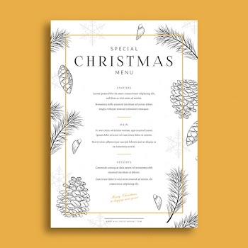 Hand drawn christmas menu template Free Vector