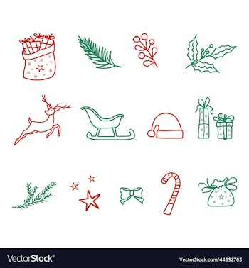 hand drawn christmas set