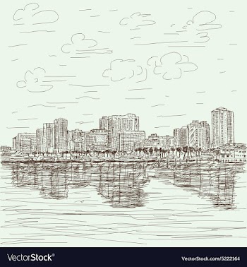 Hand-drawn cityscape vector image