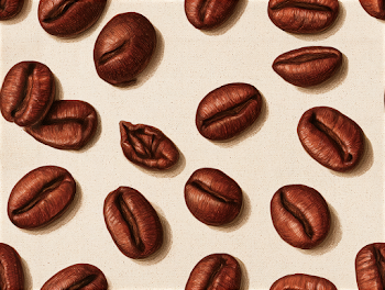 Hand-Drawn Coffee Beans on Canvas