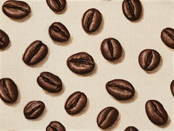 Hand-Drawn Coffee Beans on Canvas