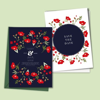 Hand drawn colorful wedding invitation Free Vector
