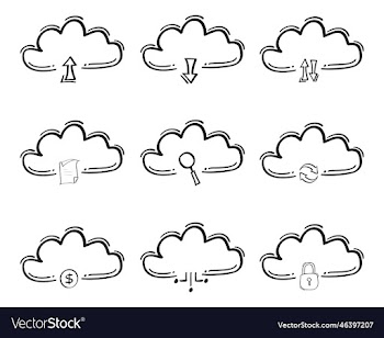 hand drawn computer cloud related icon