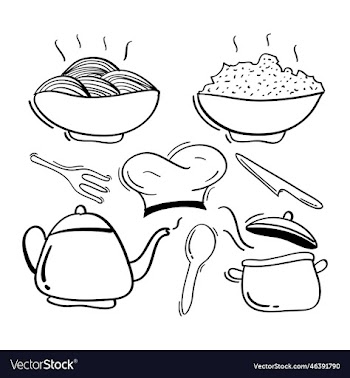hand drawn cooking set icon