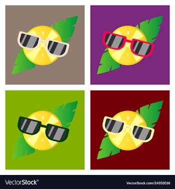 Hand drawn cool lemon with glasses isolated on vector image