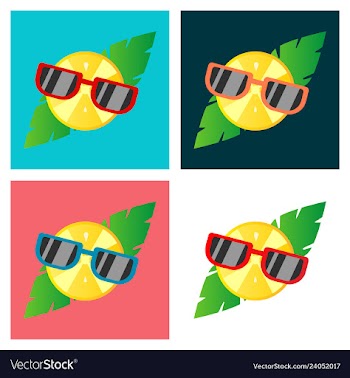 Hand drawn cool lemon with glasses isolated on vector image